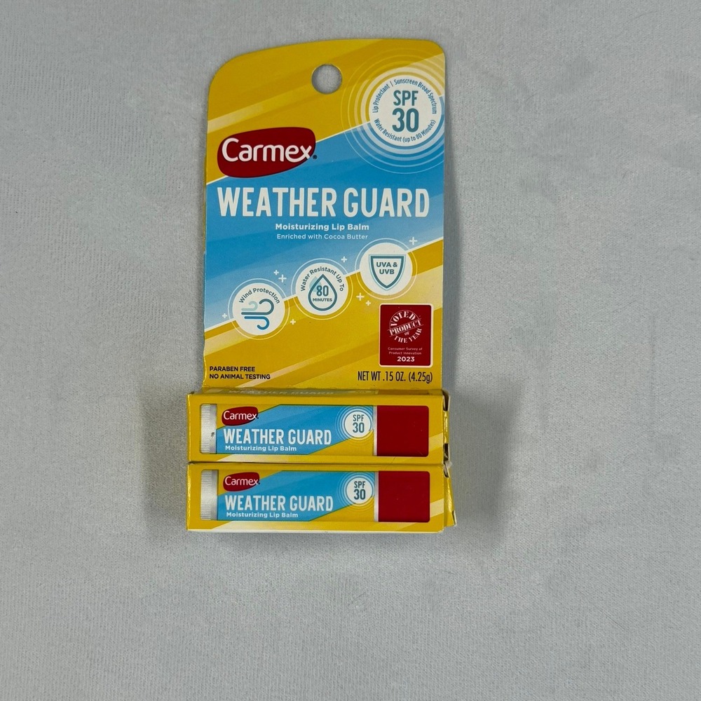 2X‎ Carmex Weather Guard Lip Balm SPF 30 Moisturizing .15 oz each New